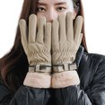 thumbnail image 2 of Woman Riding Windproofed Gloves Thick Soft Fleece Cuff Anti-slip Water Resistant Design for Cold Weather Outdoor Skiing and Cycling, 2 of 6
