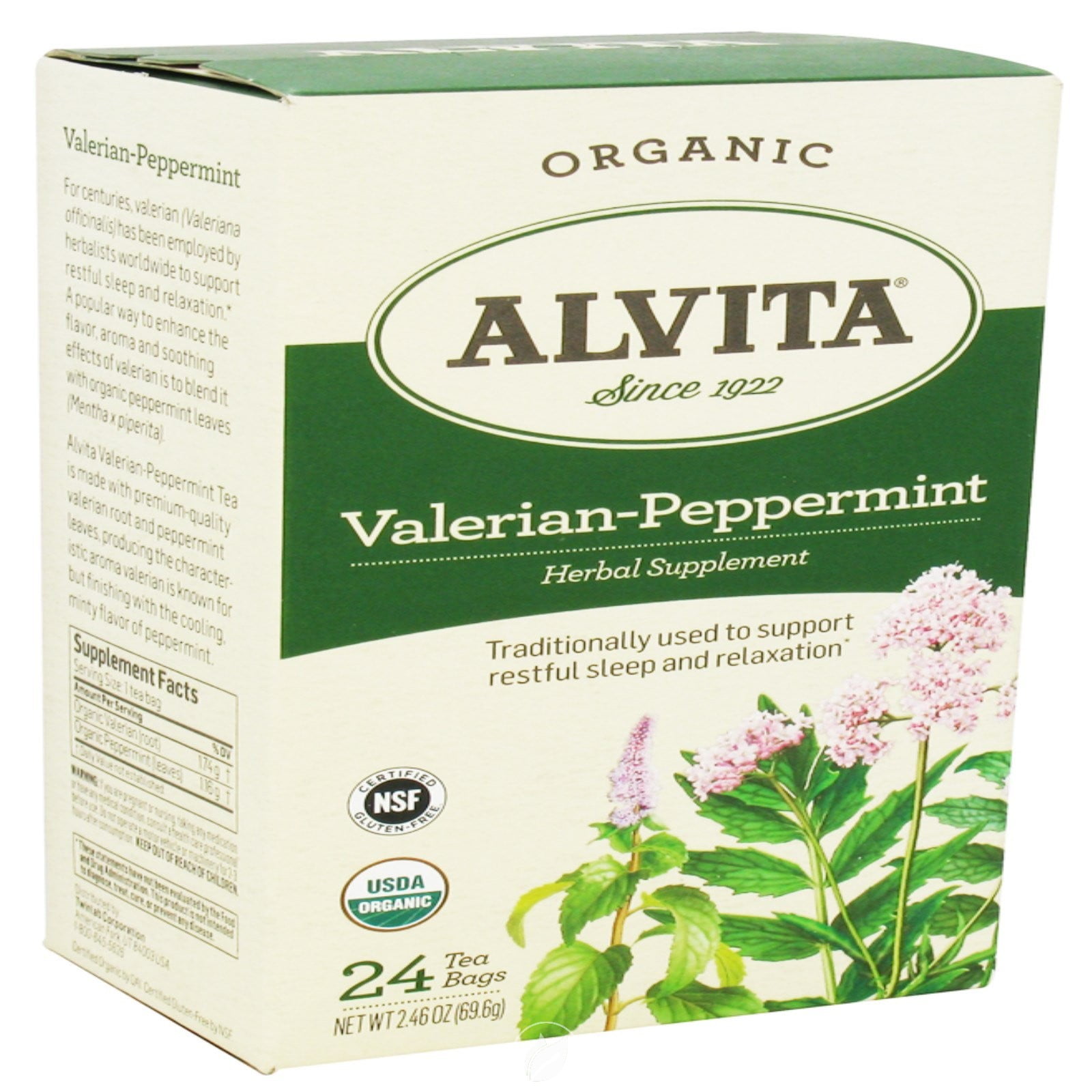Valerian Mint Tea 24 Bags by Alvita Teas, Pack of 2