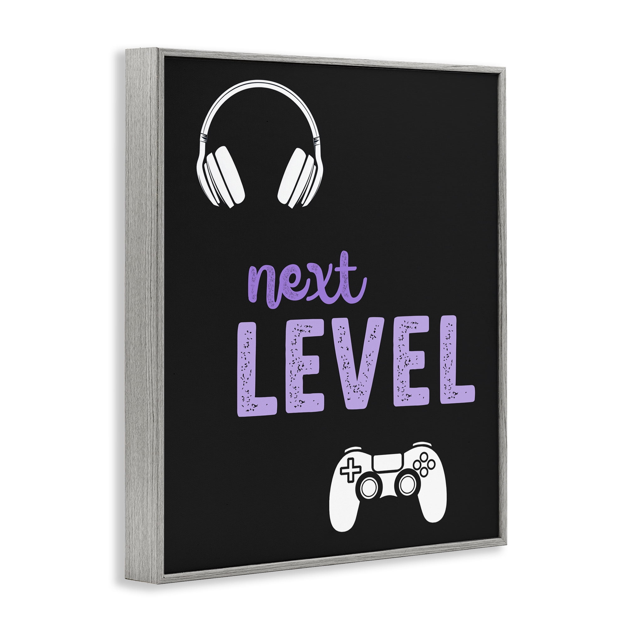 Next Level Headset & Controller Gray Framed Giclee Art, design by Christine Simpson Art