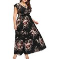 thumbnail image 2 of Sundresses for Women Casual Summer - Women's Plus Size Maxi Dresses Summer Floral Boho High Waist V Neck Maxi Dress Short Sleeve Long Sun Dresses, 2 of 5