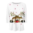thumbnail image 4 of Tops Navideños Para Mujer Blusas Moda Camiseta Estampada 3 4 Mangas Cuello Redondo Casual Odeerbi ODB191492, 4 of 4