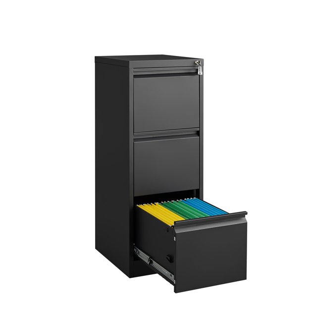 3 Drawer File Cabinet with Lock,Large Metal Vertical File Cabinets for Home Office, Heavy Duty Steel Lockable Filing Storage Cabinet for Letter/Legal/A4/F4 Size File