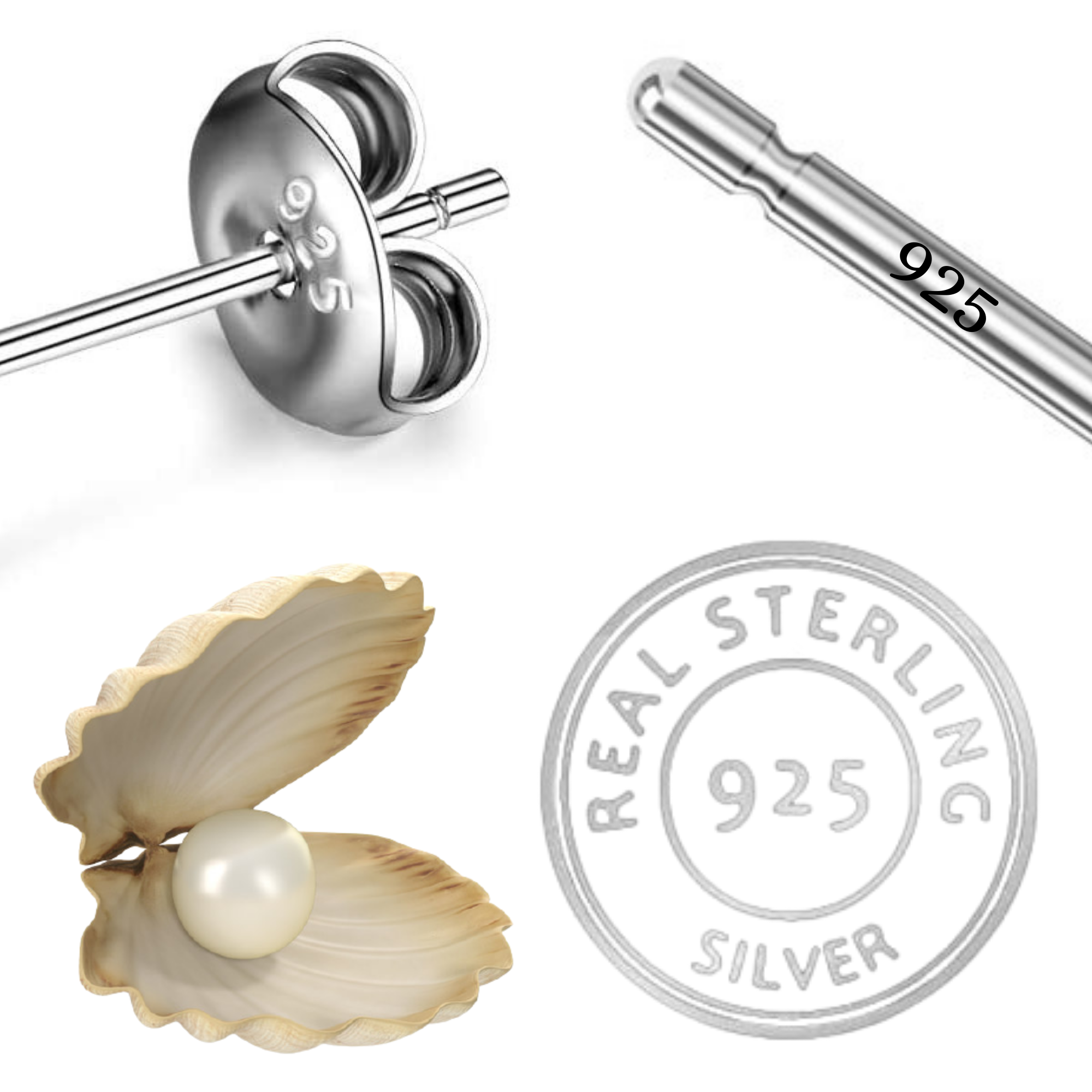 ピアス +ENGBROX+ silver925 silhouette pearl earring EBEA24030SV AAA 12.5-13mm Big Gray Baroque Pearl Stud Earrings