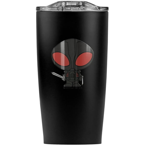 Aquaman Movie Black Manta Chibi Character Stainless Steel 20 oz Travel Tumbler, Vacuum Insulated & Double Wall with Leakproof Sliding Lid | Great for Coffee/Hot Drinks and Cold Beverages