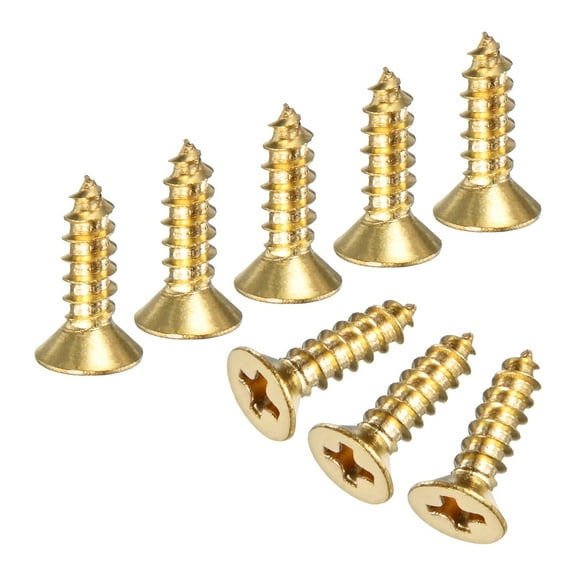 Uxcell 100-Pack Wood Screws, M3.5 x 12mm Brass Phillips Flat Head