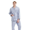 thumbnail image 2 of GLOBAL Men's Pajamas Sets 100% Cotton Flannel Sleepwear Long-Sleeve Top & Bottom Loungewear Gray Lattice XXL, 2 of 7