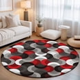 thumbnail image 2 of Round Rugs 3Ft, Red Grey Abstract Round Area Rug Washable Indoor Throw Carpet, Modern Geometric Ombre Artwork Small Non Slip Circle Rug for Bedroom Living Room Home Decor Aesthetic, 2 of 8