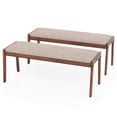 thumbnail image 1 of Costway 2 PCS 45" Farmhouse Backless Bench with Rubber Wood Legs & Fabric Padded Seat, 1 of 9