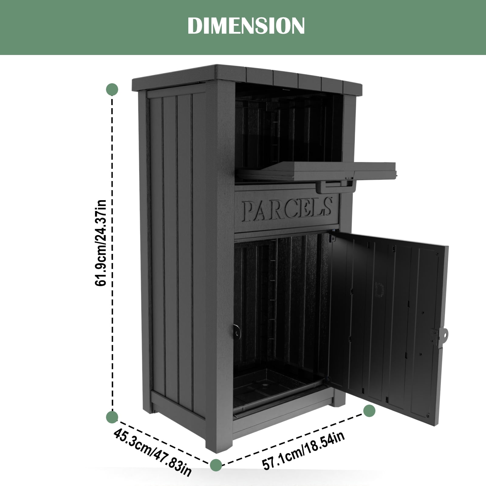 MAYEERTY 48 Gallon Lockable Parcel Package Drop Box, Bold PARCELS Sign Delivery Box for Front Porch Yard
