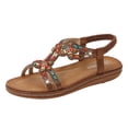thumbnail image 3 of Womens Open Toe Sandals Ankle Strap Bohemian Rhinestone Sandals Casual Flat Shoes for Summer, 3 of 9