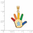 thumbnail image 3 of 14k Yellow Gold Autism Puzzle Piece Handprint Necklace Pendant Charm Awarenes, 3 of 7