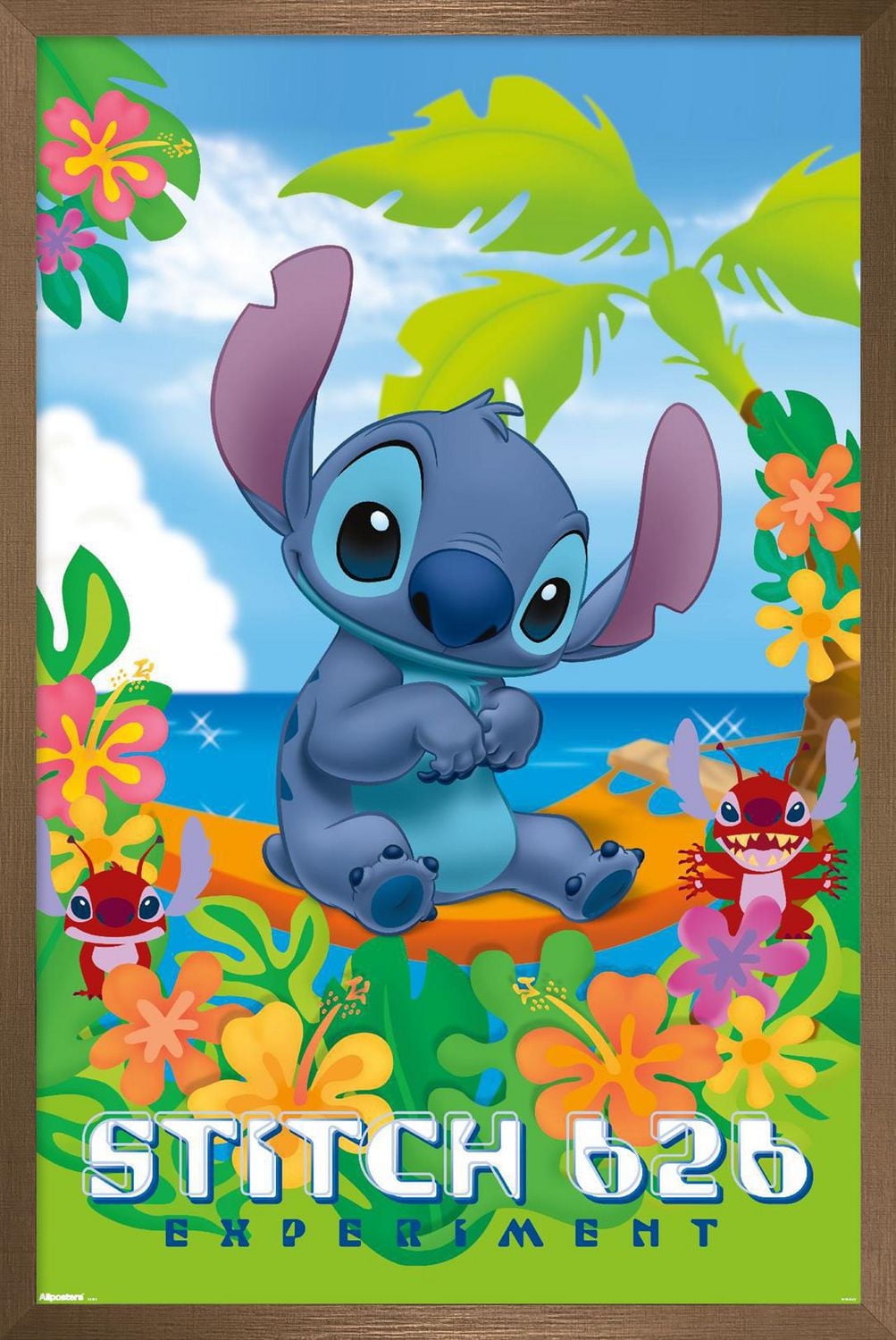 Disney Leroy and Stitch - Beach Wall Poster, 22.375" x 34" Framed