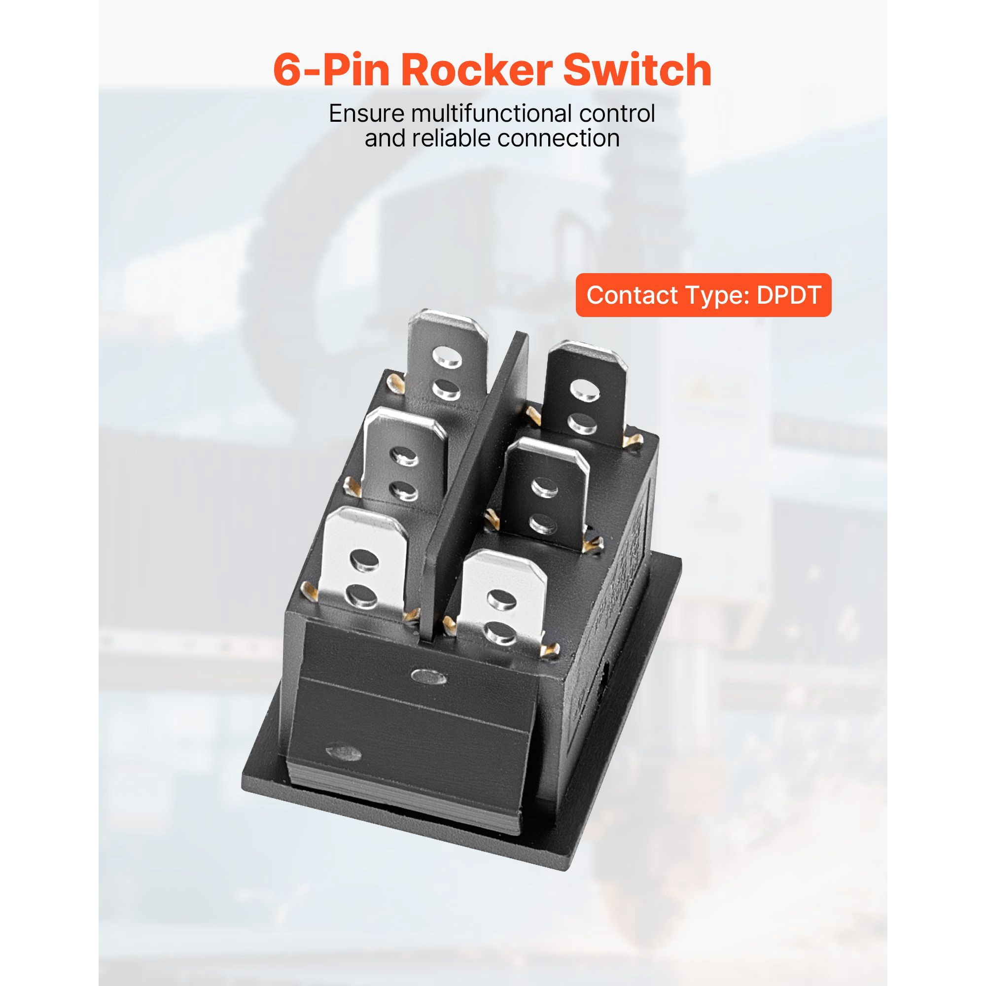 Rocker Switch, 6 Pin Momentary DPDT Rocker Switch, 3-Position (ON)-Off-(ON) Polarity Reversing Switch AC 250V/16A 125V/ 20A for Auto Car Boat Household Appliances