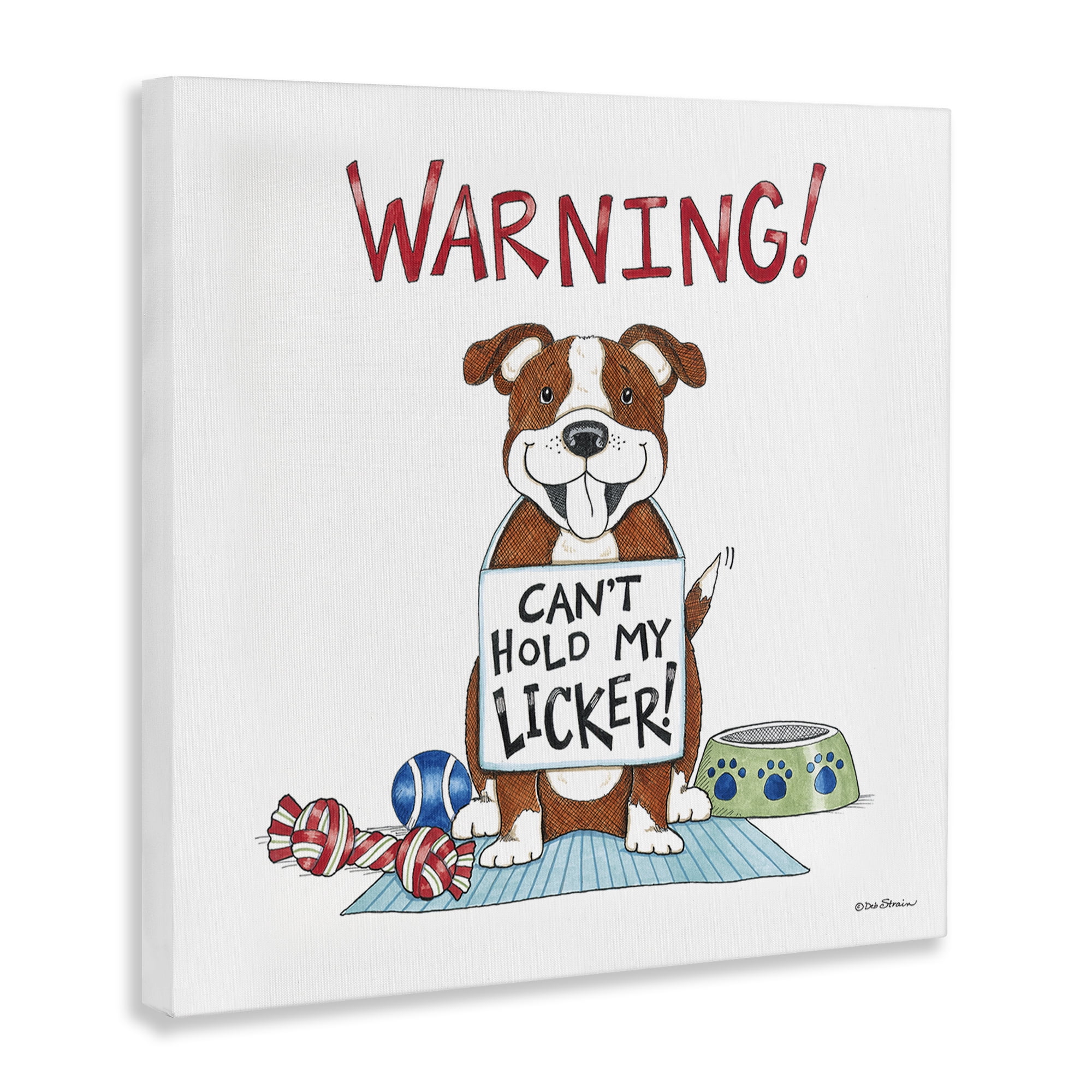 Stupell Industries Funny Can't Hold Licker Dog Animals Painting Wrapped Canvas Art Print Wall Art, 17 x 17