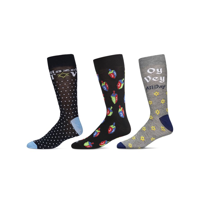 Hanukkah Novelty Crew Socks for Men 3-Pair Pack photo 2