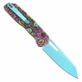 thumbnail image 3 of Tenable Shard Folding Pocket Knife with Clip, 3.47'' Blue Coated 14C28N Blade,Secure Crossbar Lock,Jade G10 with Purple Motif Handle,T1006V9, 3 of 9