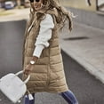 thumbnail image 4 of jsaierl Women's Long Down Vest Sleeveless Hooded Jacket Plus Size Winter Warm Slim Zipper Coats Outdoor Puffer Quilted Vest, 4 of 7