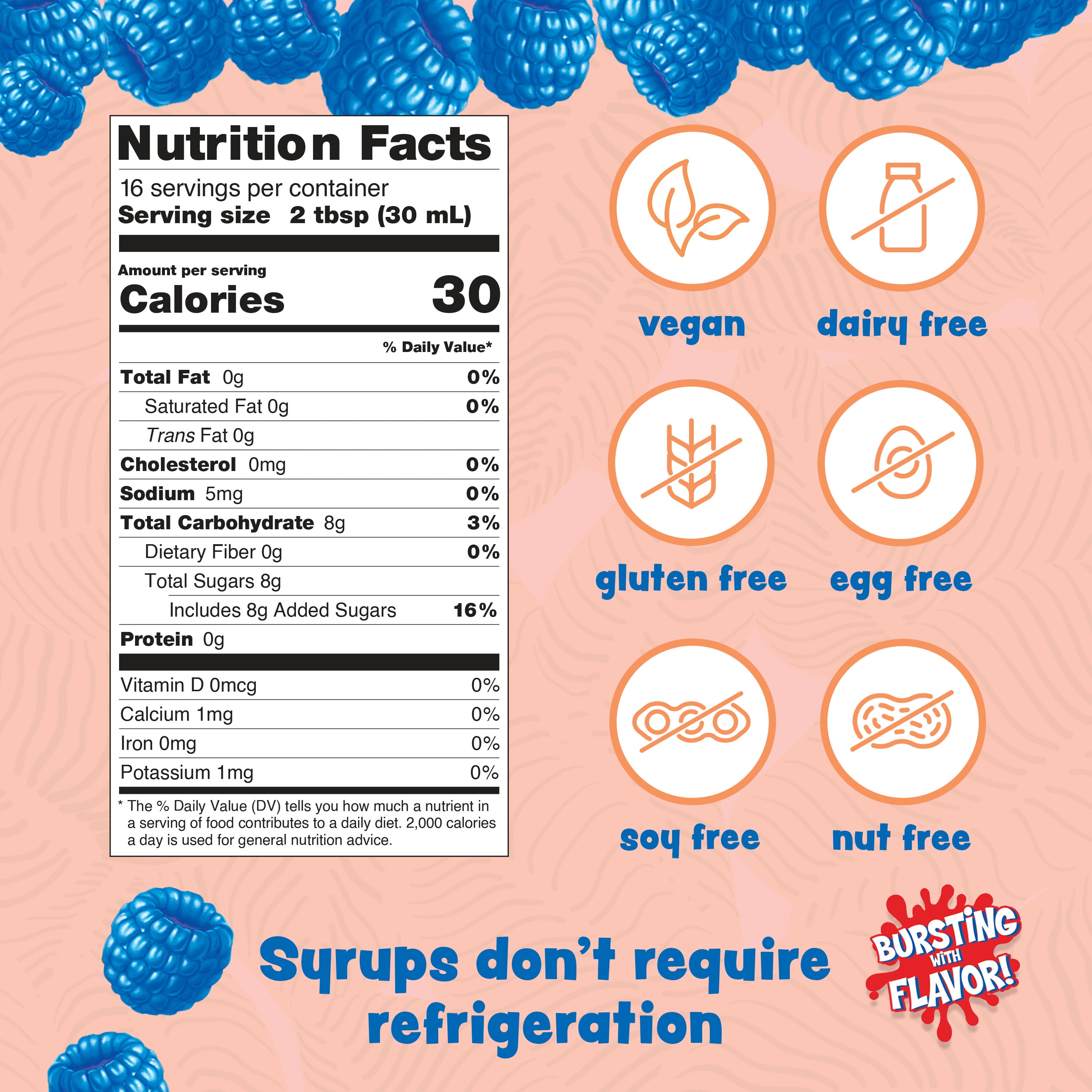 Kool-Aid Blue Raspberry Snow Cone Syrup, 64 oz (1/2 Gal) Pump Bottle, Snow Cone Maker Ready