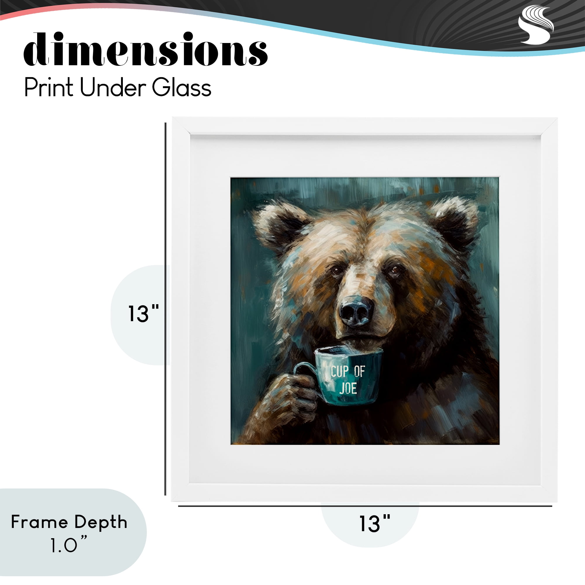 Stupell Industries Bear with Cup Of Joe White Framed Print Under Glass, design by Tina LeCour