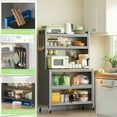 thumbnail image 4 of 64" Kitchen Pantry Storage Cabinet, 5 Tier Metal Storage Cabinet with Wheels, Transparent Flap Door & DIY Hole Board , Kitchen Storage Bakers Rack, for Kitchen, Living Room, 4 of 9