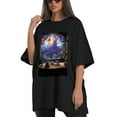 thumbnail image 4 of Plus Size Shirt for Women Black Tops for Women Oversized Short Sleeves Shirt for Women Magic Basement T Shirt Crewneck Shirt for Women 3XL, 4 of 5