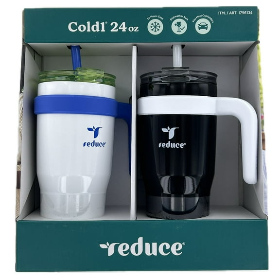 Reduce Cold1 24 Fluid Ounce Mug, 2 Pack (White/Black)