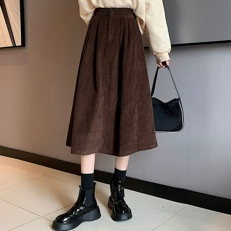 PIKADINGNIS New Corduroy Womens Shorts Spring Summer High Waist Wide Leg  Shorts Female Casual Loose Brown Short Trousers 