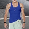 thumbnail image 4 of Aayomet Débardeur Homme Serré Couleur Unie Sport Musculation Base (Bleu, TG), 4 of 4