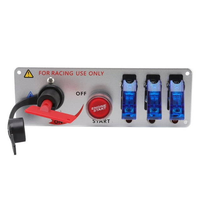 LED Toggle Ignition Switch Panel, 5in1 12V Car Switch Panel Racing with Engine Start Push Button for Racing Car RV Truck