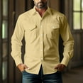 thumbnail image 7 of Dovford Linen Shirts for Men Western Snap Long Sleeve Shirt Cowboy Casual Two Pockets Cotton Linen Classic Work Shirts, 7 of 7