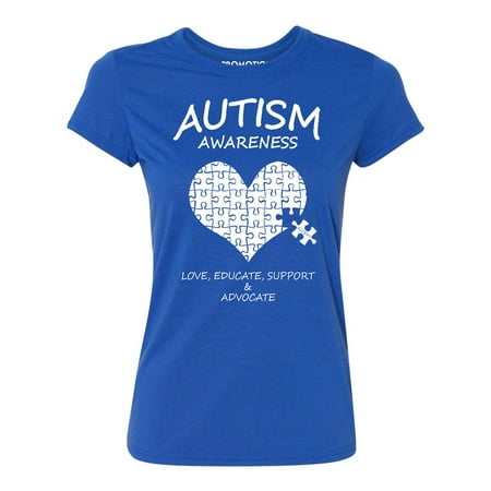 Heart Support Shirts - Autism Awareness Support Heart Puzzle Women's T-shirt, XL, Royal