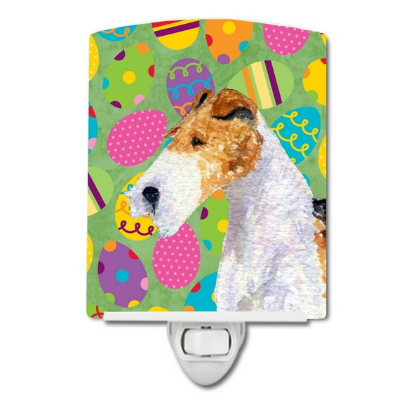 Caroline's Treasures SS4823CNL Fox Terrier Easter Eggtravaganza Ceramic Night Light, 6x4x3", multicolor