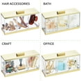 thumbnail image 3 of mDesign Cosmetic Divided Storage Organizer Box, 3 Section, Lid, Clear/Soft Brass, 3 of 8
