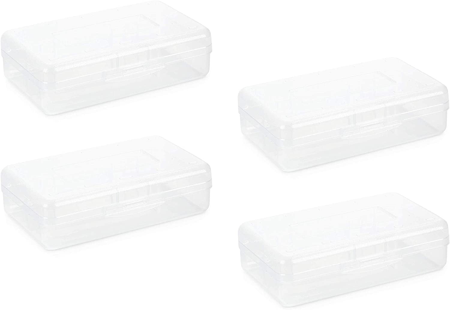Stackable Translucent Clear 8.25 x 1.5 x 4 Inches, 4 Pack 1InTheoffice Pencil Box 