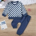 thumbnail image 3 of GYRATEDREAM Baby Boys Girls Fall Winter Outfits Infant Long Sleeve Round Neck Plaid Print Sweatshirt Jogger Pants with Pockets Set Toddler Checkerboard Clothes for 6M-4T, 3 of 9