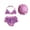 Purple, variant on 3Pcs Baby Girls Bikini Summer SwimSuit Outfit, Hanging Neck Tops Layered Ruffle Shorts Hat Infant Swimwear Set