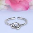 thumbnail image 2 of 5mm-Love Knot Toe Band Ring 925 Sterling Silver Thin Adjustable Stylish Rings for Women, 2 of 5