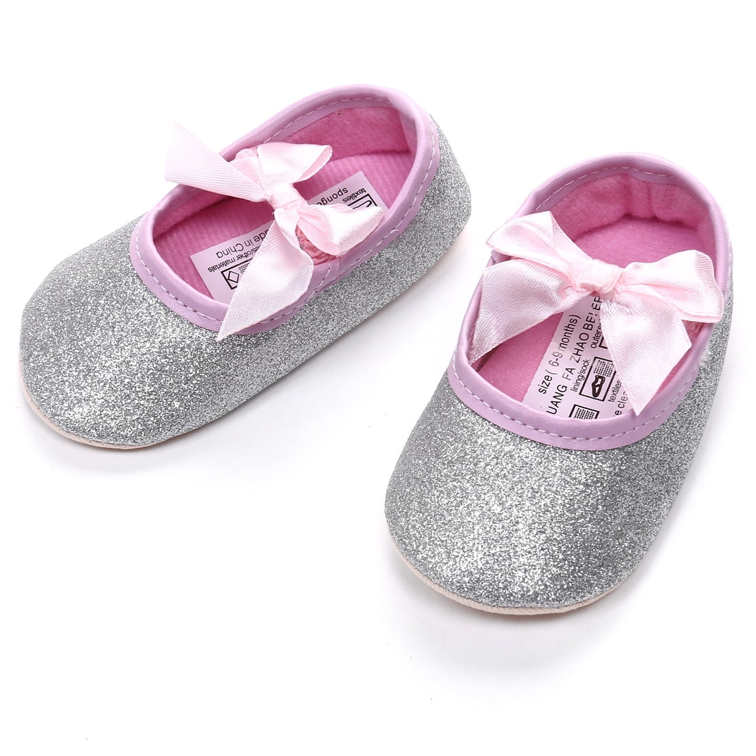 0-12M Toddler Baby Girl Sequins Bowknot Crib Shoes Soft Sole Solid Pram Trainers 