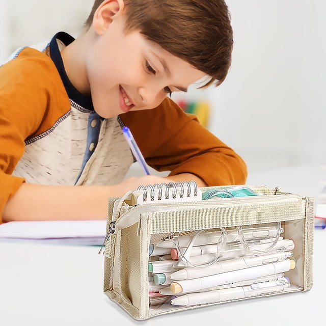 Ovzne Large Capacity Transparent Pencil Pouch For Students Six Floors Of Storage Space On Clearance
