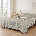 thumbnail image 2 of Full Quilt Set 78''x90'', Vintage Flowers Lightweight Bedspread Coverlet Set with 2 Pillow Shams, Branch Plants Beige Botanical Rustic Breathable All Season Quilt Bedding for Bedroom/Guest Room, 2 of 9