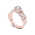 thumbnail image 2 of 1 Carat T.W. Diamond Bypass Halo 14kt Rose Gold Engagement Ring Set, 2 of 5