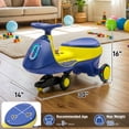 thumbnail image 2 of Ktaxon 12V Electric Wiggle Car for Kids, Electric Ride On Car for Aged 3+, 2 Speeds, Flashing Wheels, Bluetooth, LED Lights- Blue Yellow, 2 of 9
