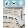 thumbnail image 3 of Full Size Quilt Bedding Set, Beige Birds Reversible Summer Quilt 3 Pieces, Funny Cute Snowflake Wire Sparrow Rustic Lightweight Bedspreads Coverlets with 2 Pillow Shams for All Seasons, 3 of 5
