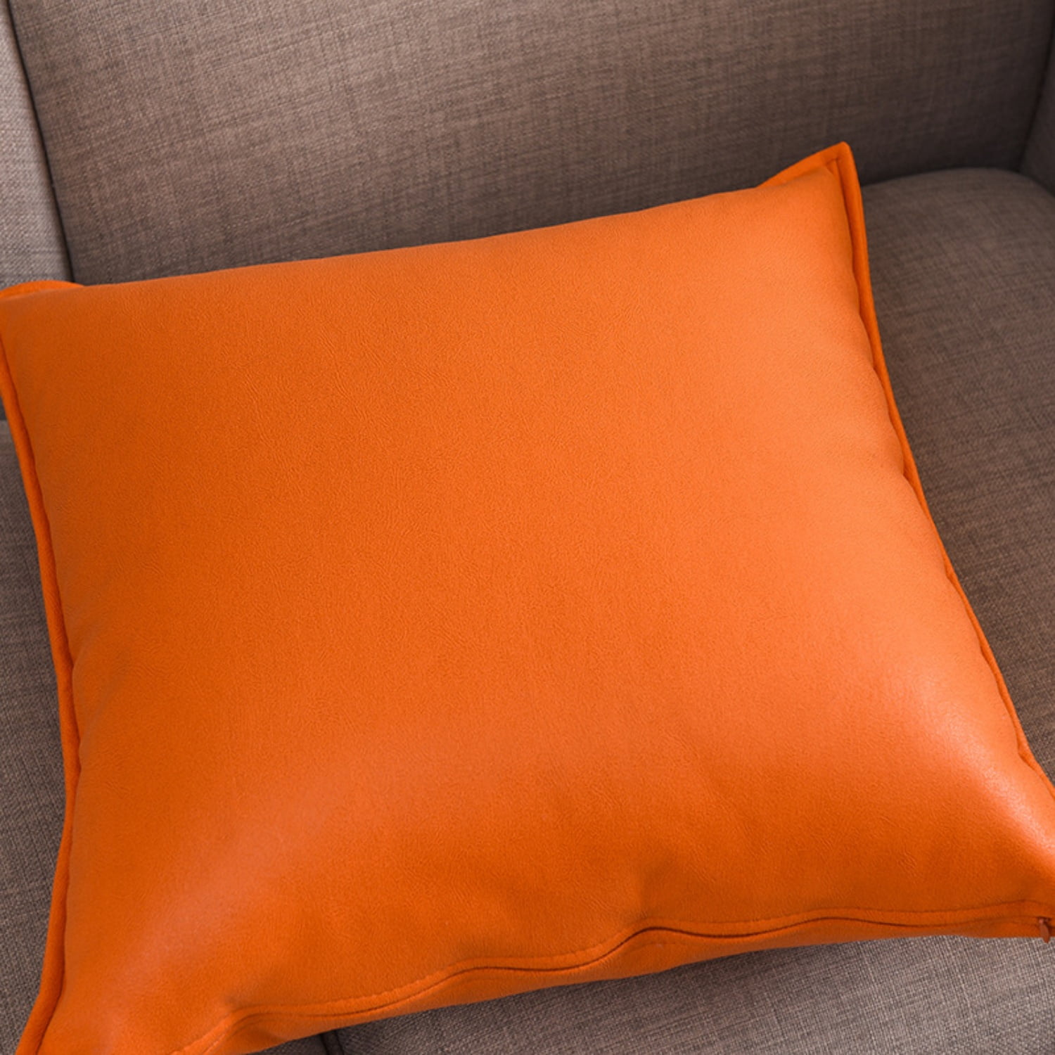 Taibuwu Faux Leather Throw Pillow Covers 18 X 18 Inches - Leather Pilow Covers Pack of 2, Solid Dyed Leather Pillowcases for Couch Bed Sofa Garden Home Decorative