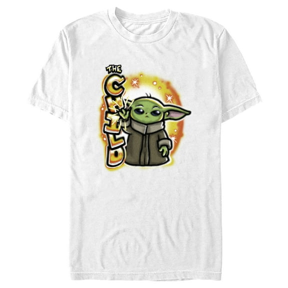 Men's Star Wars: The Mandalorian Grogu The Child Airbrush Graphic Tee White Medium
