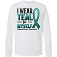 thumbnail image 3 of Inktastic I Wear Teal for Myself-ovarian Cancer Awareness Long Sleeve T-Shirt, 3 of 5