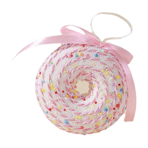 Ruifaya Adornos colgantes navideños de postre pastel, encantador colgante con forma de galleta y donut de caramelo, adornos colgantes de postre dulce, mini decoraciones navideñas de postre para la d