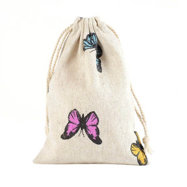 MasteelfCA 10 Pcs Sac-Cadeau en Lin à Cordon Pochette Rustique pour Cadeaux de Mariage (Motif Papillon)