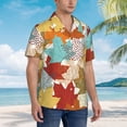 thumbnail image 3 of Gukieu Fall Maple Leaves Print Men's Short-sleeved Shirts, Button-down Lapel Hawaiian Shirts, T-shirts, Beach Vacation Summer Casual Wear,X-Large, 3 of 7