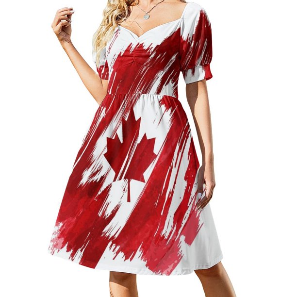 Vestido de manga corta canadiense, vestido de verano para mujer, vestido de noche para mujer